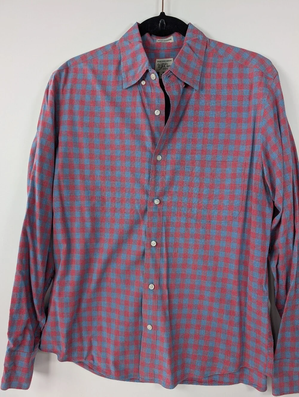 J. Crew Blue and Pink Check Button-Down Shirt